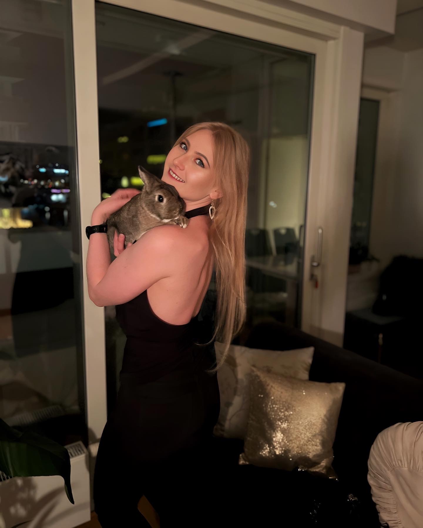 Girl posing with a bunny