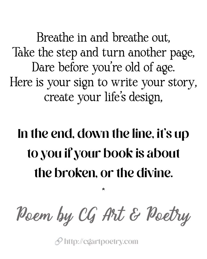 Poem "Turn the page - next adventure awaits"