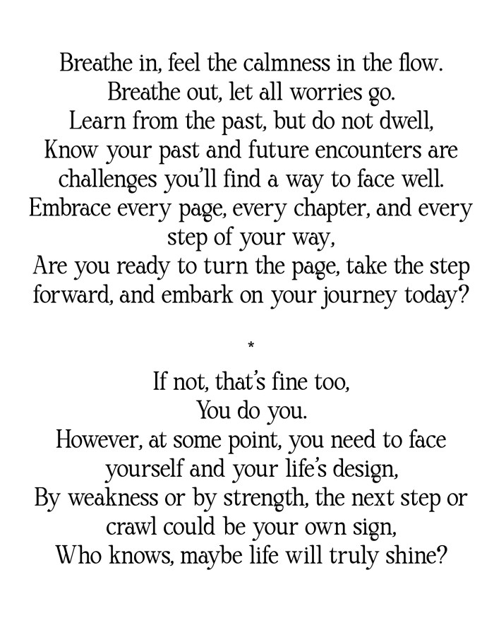 Poem "Turn the page - next adventure awaits"